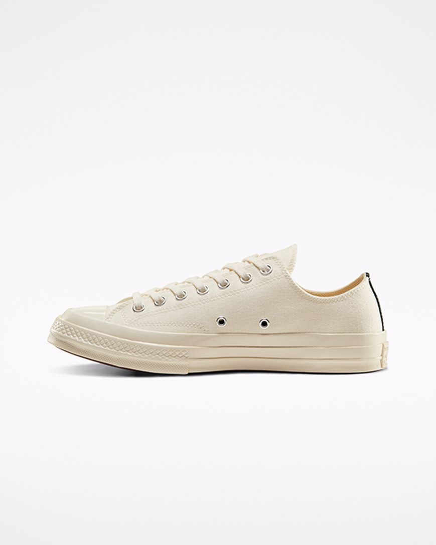 Tenis Converse x Comme des Garçons PLAY Chuck 70 Cano Baixo Feminino Branco Vermelhas | PT G09450P